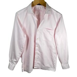 Louis Philippe Mens Pink Gingham Dress Shirt Long Sleeve Premium Cotton Size 44